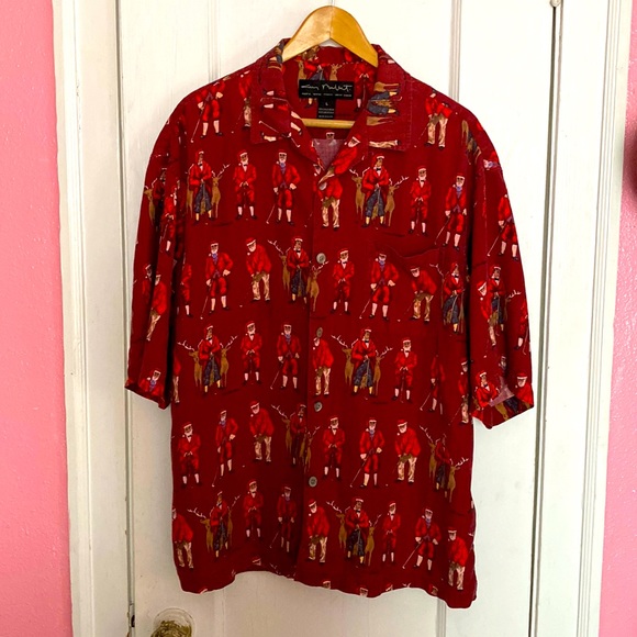 Guy Buffet Other - Vintage Ugly Christmas Sweater Guy Buffet Golfing Santa Shirt 100% Silk